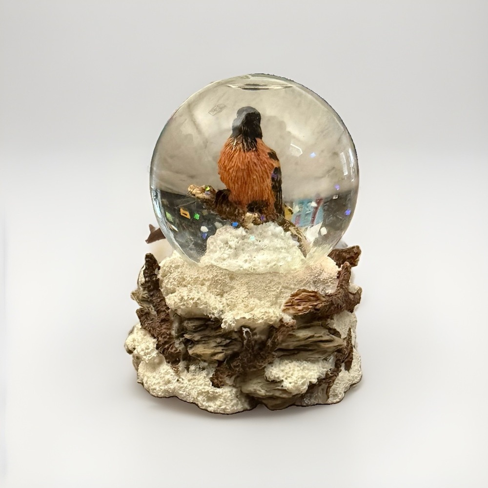 Vintage Westland Giftware Mini Snow Globe #144 Winter Bird Water Globe